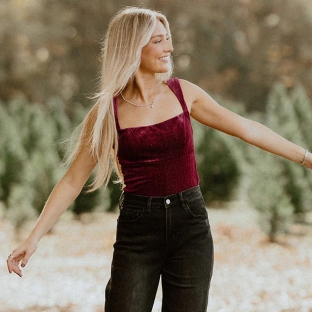 NWOT Vestique Bodysuit Cranberry Red Velvet